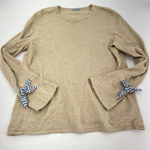 J. McLaughlin Juney Sweater Heather Oatmeal Tan Crew Neck Women’s Large - Picture 1 of 3